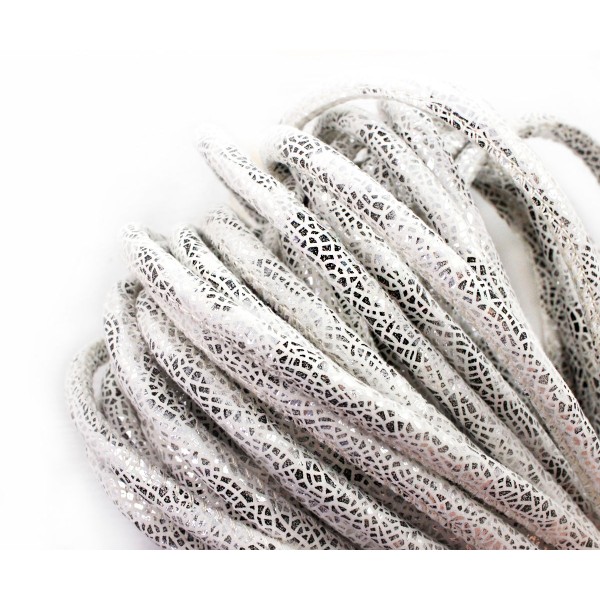 1yrd 0,9 m White Silver de la Peau de Serpent Brillant Mousseux en PU Simili Cuir Daim Cordon Cousu - Photo n°1