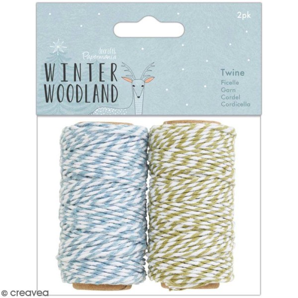 Ficelle twine Docrafts - Winter Woodland - Bleu et vert - 2 pcs - Photo n°1