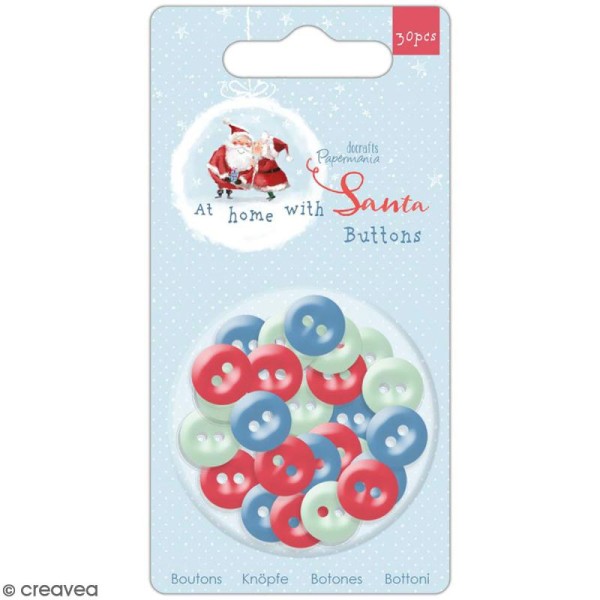 Assortiment boutons Docrafts - At Home with Santa - 30 pcs - Photo n°1