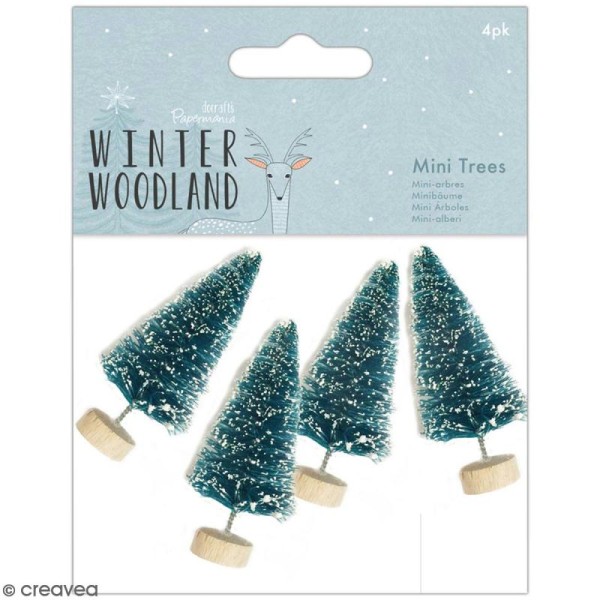 Mini sapins décoratifs Docrafts - Winter Woodland - 6,5 cm - 4 pcs - Photo n°1