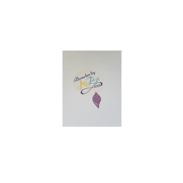 Estampe filigrane feuille violette 19*10mm - Photo n°1