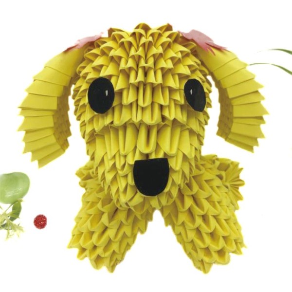 Petit jaune 3D Origami Plié de Papier de Scrapbooking Chien Kit Animal de compagnie de BRICOLAGE Mod - Photo n°1