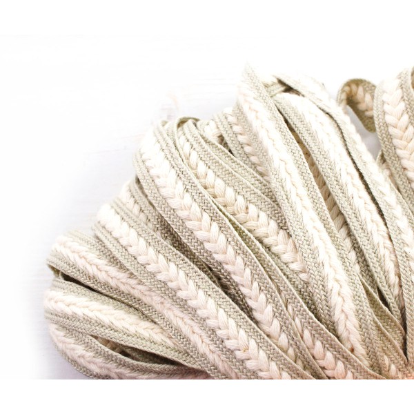 2yrd 1,8 m Blanc Naturel Gris clair Draps en Coton Tricoté Ruban Tissu à Plat Cordon Bobo Bracelet C - Photo n°1