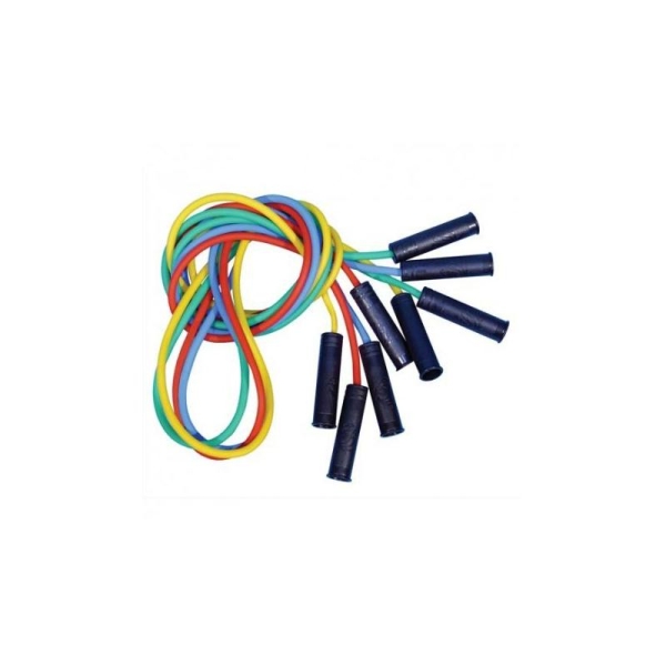FIRST LOISIRS Lot de 4 cordes à sauter en plastique avec poignées, coloris assortis. Longueur 225 cm - Photo n°1