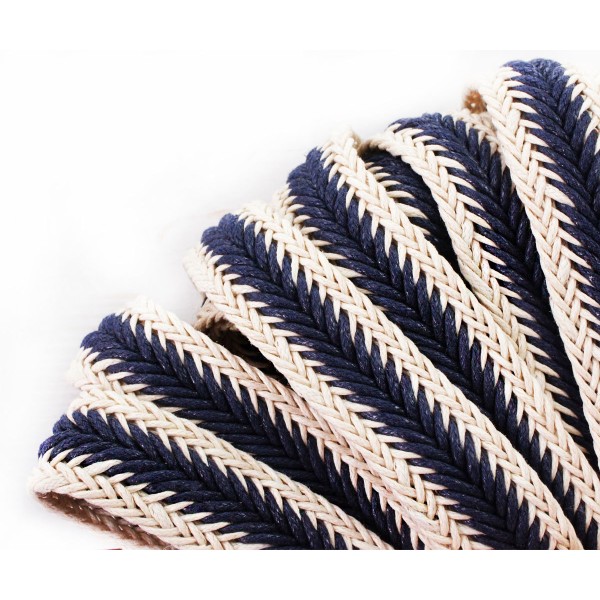 1yrd 0,9 m Beige clair Bleu Foncé Draps en Coton de Cordon Tricoté Ruban Tissu à Plat Cordon Macrame - Photo n°1