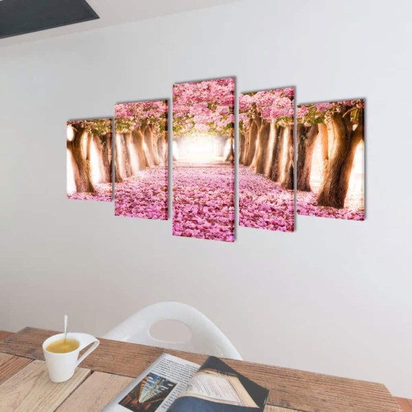 Set De Toiles Murales Imprimées Cerisiers En Fleurs 100 X 50 Cm - Photo n°2