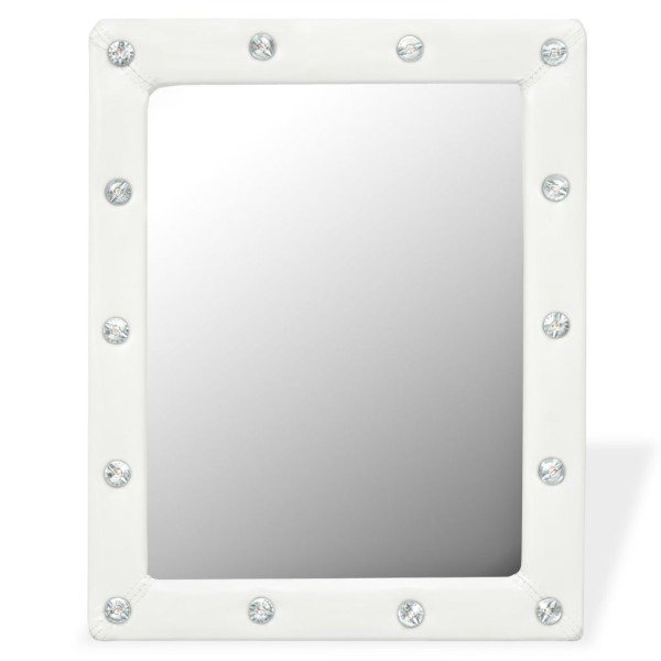 Vidaxl Miroir Mural Cuir Artificiel 40 X 50 Cm Blanc Brillant - Photo n°2
