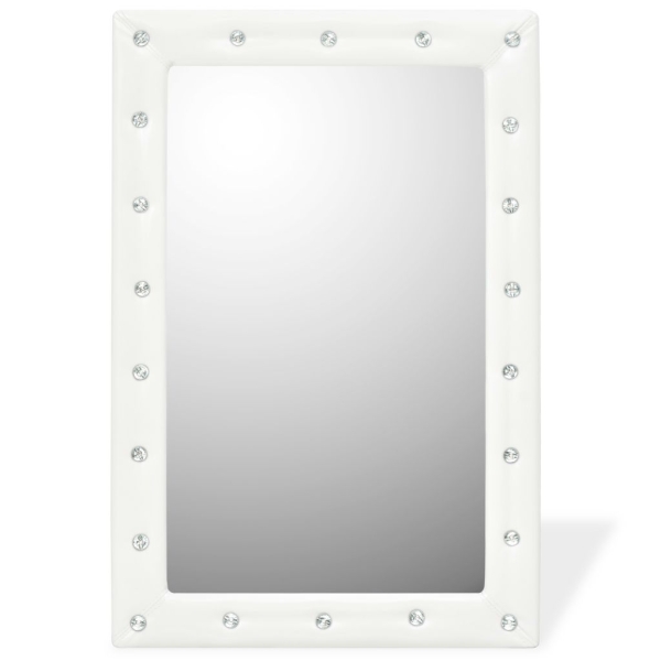 Vidaxl Miroir Mural Cuir Artificiel 60 X 90 Cm Blanc Brillant - Photo n°2