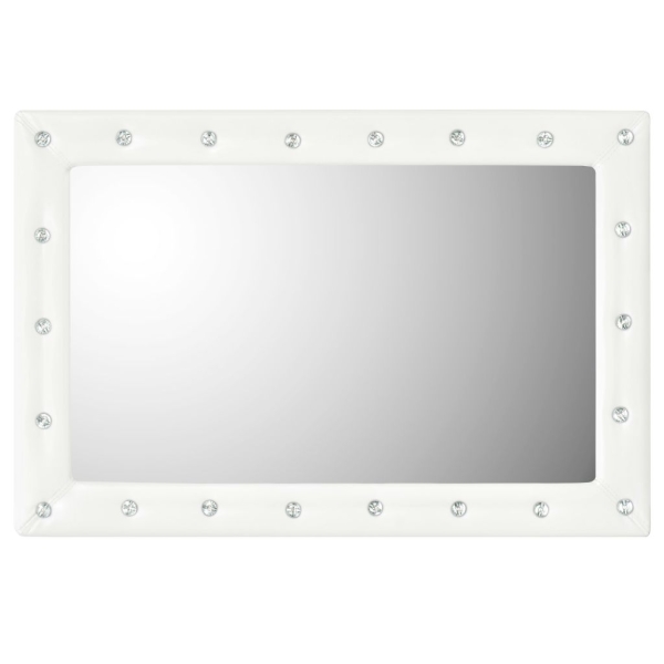 Vidaxl Miroir Mural Cuir Artificiel 60 X 90 Cm Blanc Brillant - Photo n°3