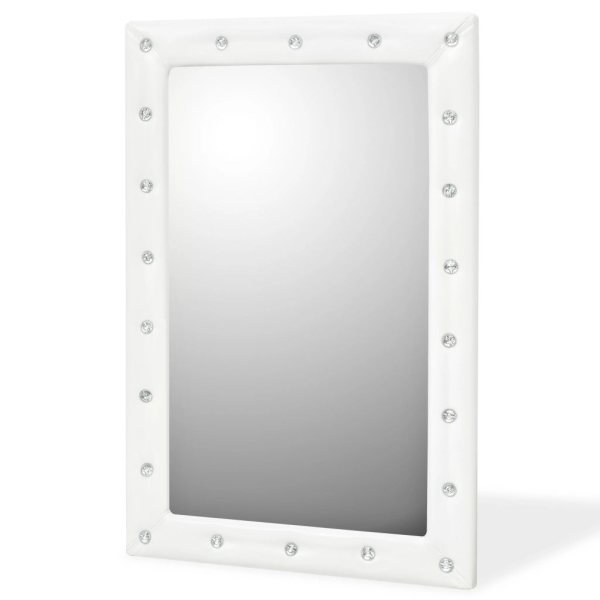 Vidaxl Miroir Mural Cuir Artificiel 60 X 90 Cm Blanc Brillant - Photo n°1