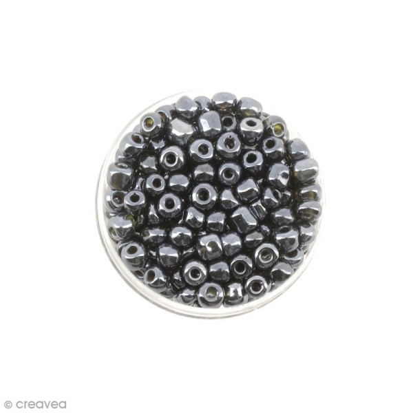 Perle de rocaille nacrée - Gris plomb - 5 mm - 15 g - Photo n°1