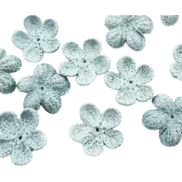 10pcs Bleu Turquoise au Crochet Tricoté à Plat Applique de Fleur Patch à Coudre Sur la Broche Brodée - Photo n°1