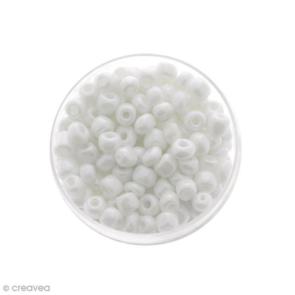 Perle de rocaille nacrée Blanc - 4 mm x 15 g - Photo n°1