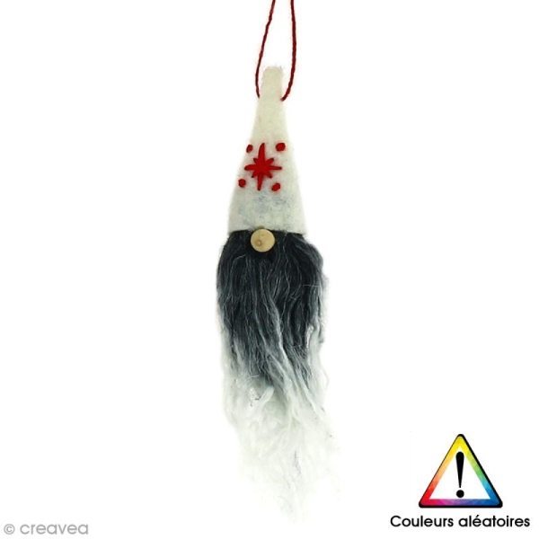 Miniature décorative à suspendre - Coloris aléatoire - Gnome de Noël en feutrine - 2 x 7 cm - Photo n°1