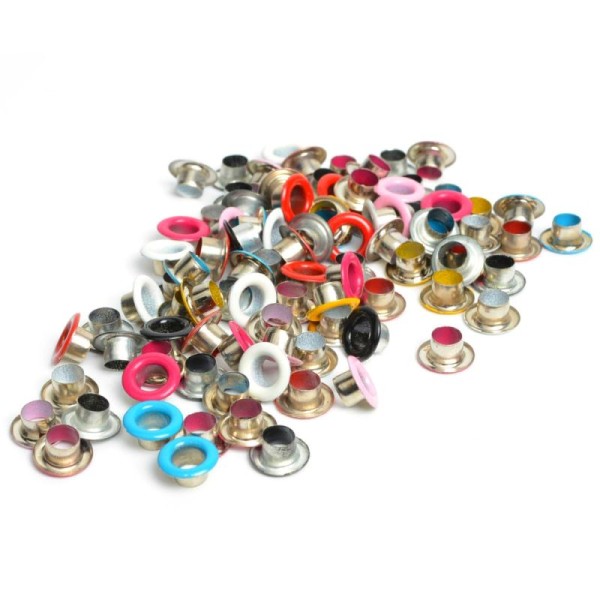 50 Oeillets ronds multicolores 5 mm pour couture vêtements, accessoires, chaussures - Photo n°1