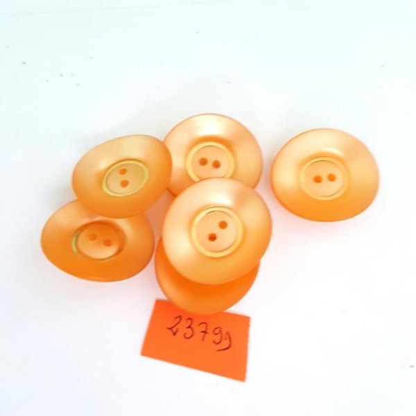 6 Boutons résine orange - 26mm - 2379D - Photo n°1