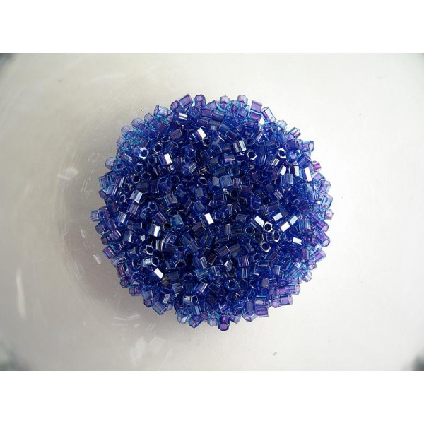 10G Rocailles 3mm hexagonale Toho aqua bleu violet - Photo n°1