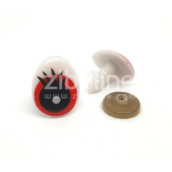Yeux de sécurité - Oval rouge / blanc 18x28 mm - Photo n°1