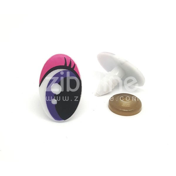 Yeux de sécurité - Oval violet / rose 16x25 mm - Photo n°1