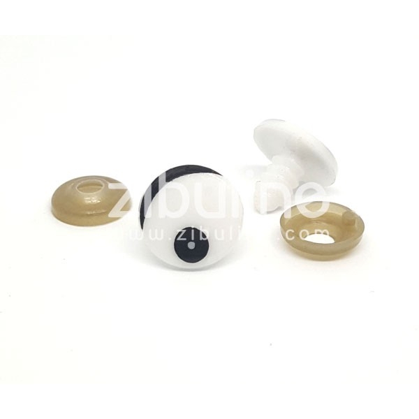 Yeux de sécurité - Rond blanc sourcil noir 15 mm - Photo n°1