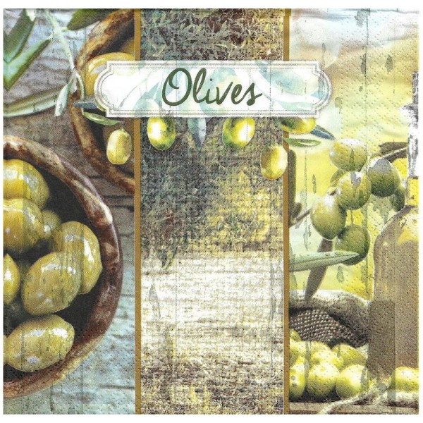 4 Serviettes en papier Jardin Olives Format Lunch - Photo n°1