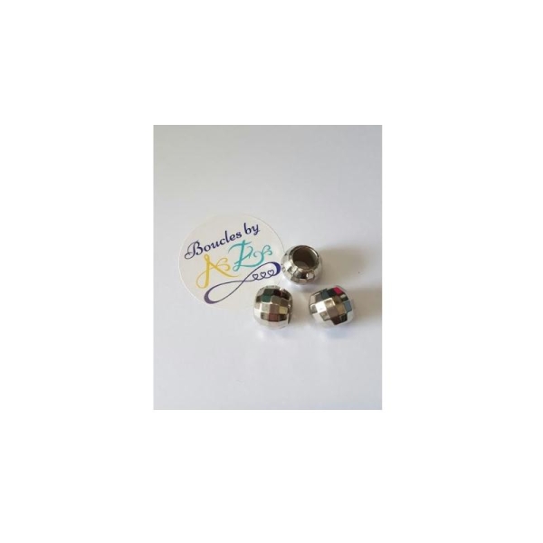 Perles argentées à facettes, gros trou, en CCB x10 - Photo n°1