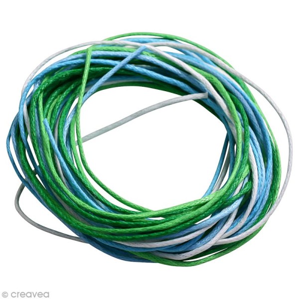 Fil coton 0,7 mm - Camaïeu Bleu et vert - 5 mètres - Photo n°1
