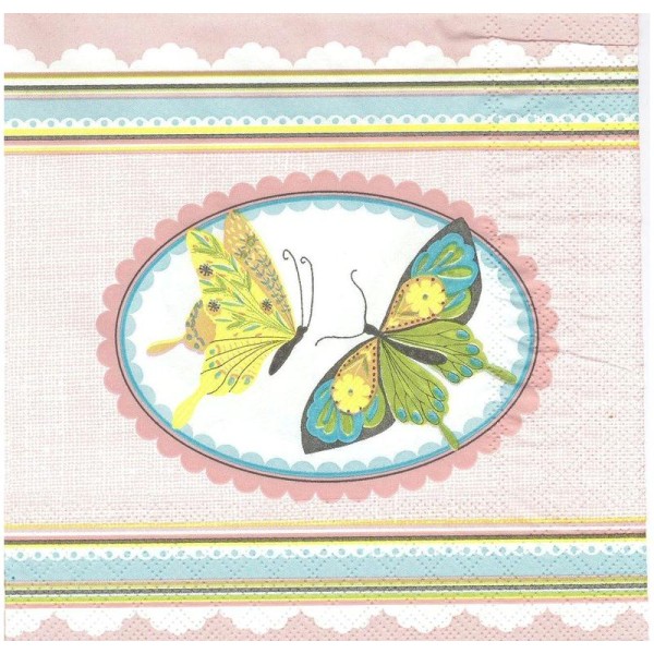 4 Serviettes en papier Papillons Médaillon Format Lunch - Photo n°1
