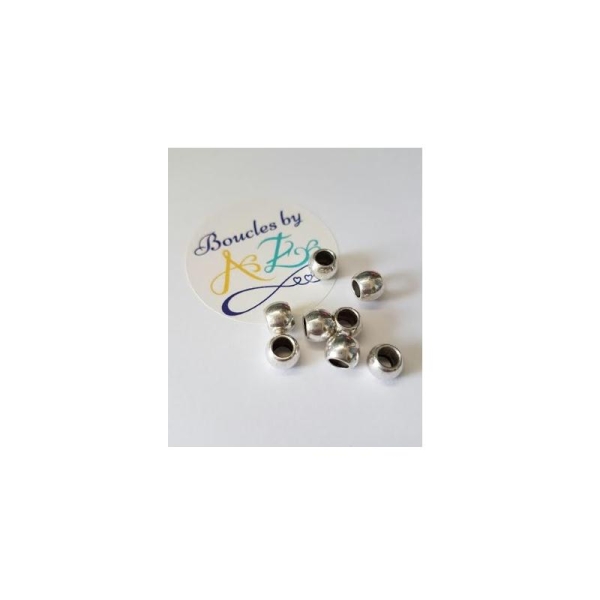 Perles rondes argentées 7*6mm x10 - Photo n°1