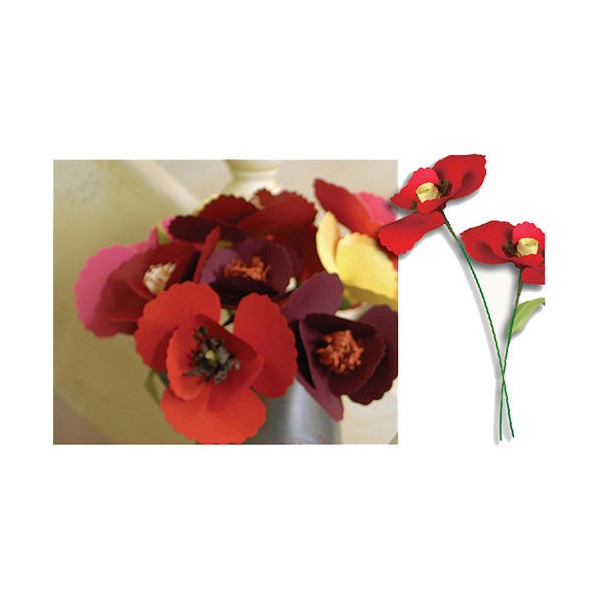 Rouge Fleurs en Papier Origami, Scrapbooking Facile Artisanat BRICOLAGE Kit De 5 Cinq Fleurs, Arrang - Photo n°1