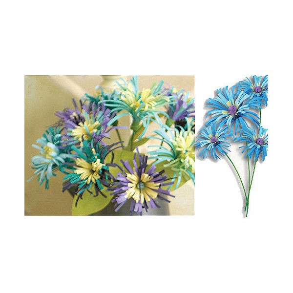 Bleu Turquoise Fleurs en Papier Origami, Scrapbooking Facile Artisanat BRICOLAGE Kit De 5 Cinq Fleur - Photo n°1