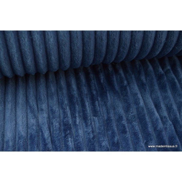 Tissu minky Rayures Bleu Marine - Photo n°3