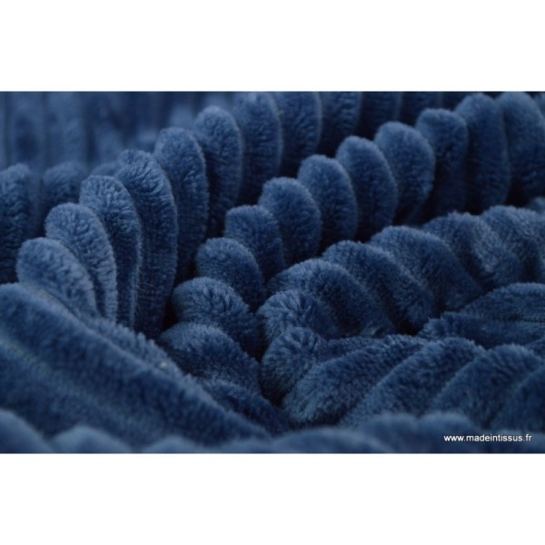 Tissu minky Rayures Bleu Marine - Photo n°4