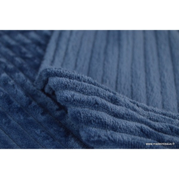 Tissu minky Rayures Bleu Marine - Photo n°1