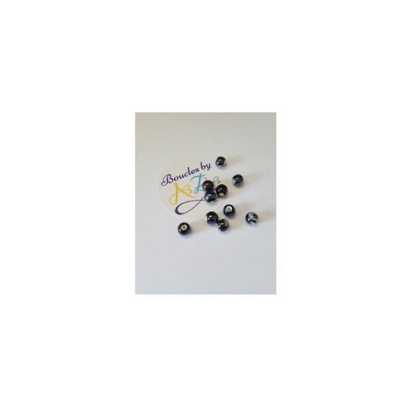 Perles rondes noires en céramique 6mm x10 - Photo n°1