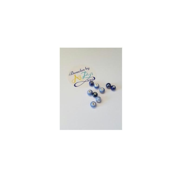 Perles rondes bleues en céramique 6mm x10 - Photo n°1