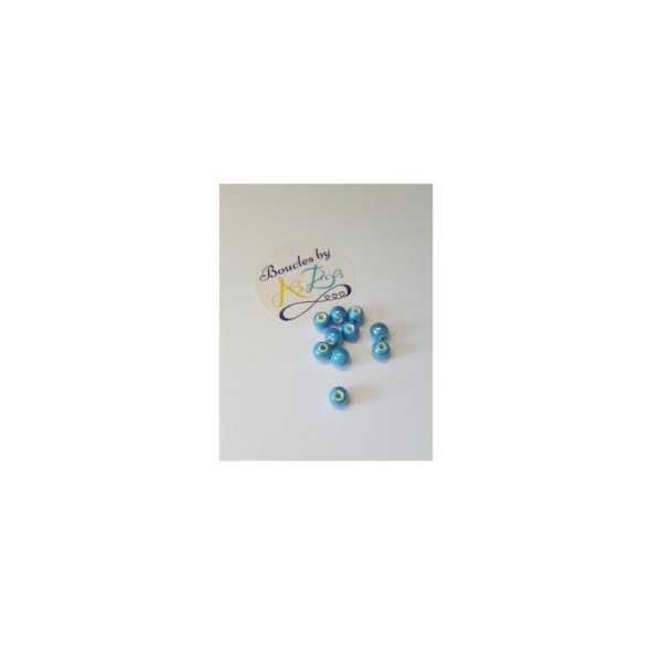 Perles rondes en céramique turquoise 6mm x10 - Photo n°1
