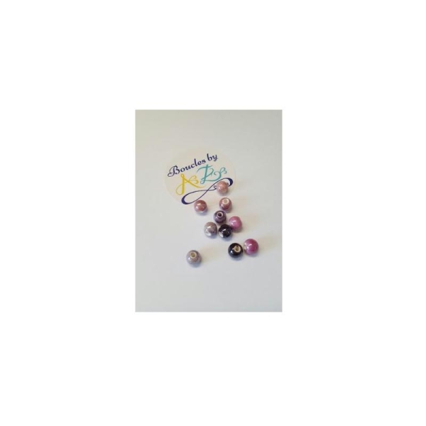 Perles rondes violettes en céramique 6mm x10 - Photo n°1