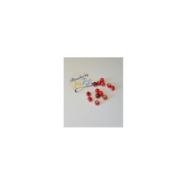 Perles rondes rouges en céramique 6mm x10 - Photo n°1