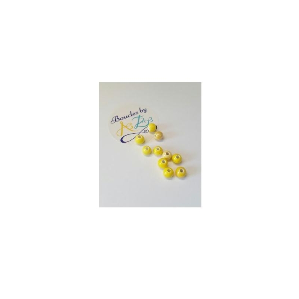 Perles rondes jaunes en céramique 6mm x10 - Photo n°1
