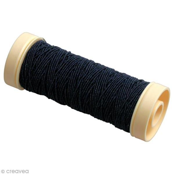 Bobine de fil coton élastique Noir - 10 mètres - Photo n°1