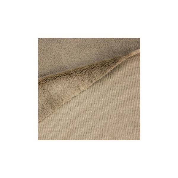 Coupon de tissu peluche Snuggly - Poils longs 5 mm - Taupe - 75 x 100 cm - Photo n°2