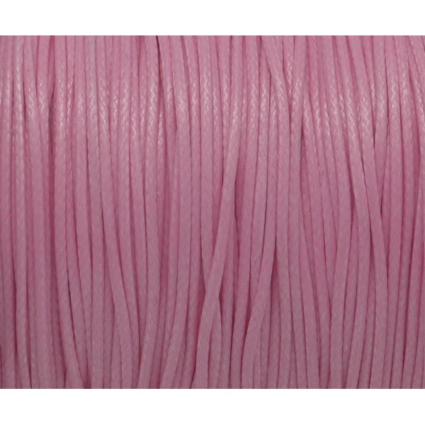5m De Cordon Polyester Enduit Ciré 1mm Souple Rose Barbe À Papa Brillant - Photo n°1