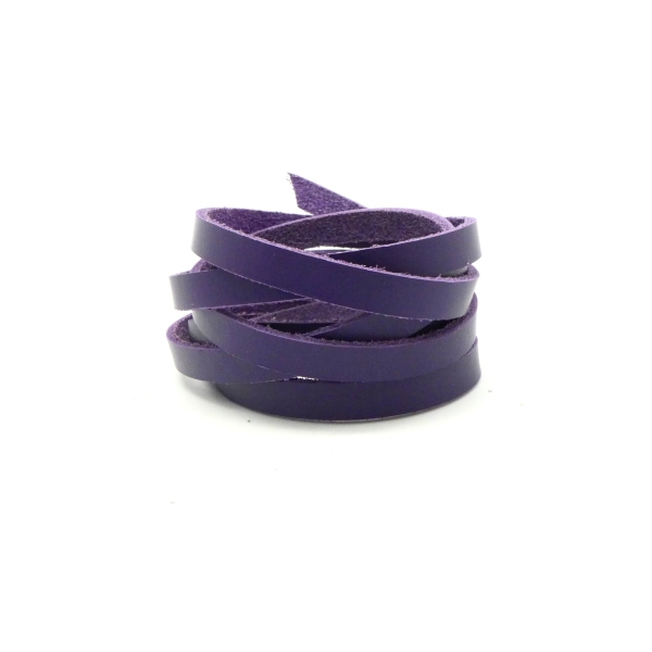 1m Cuir Plat Largeur 6mm De Couleur Violet - Cuir Veritable - 6mm X 1,8mm - Photo n°1