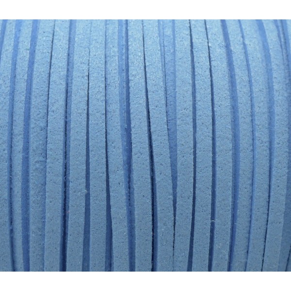 R-4m Cordon Plat Daim Synthétique Suédine De Couleur Bleu Ciel Bleu Maya 2,5mm - Photo n°1
