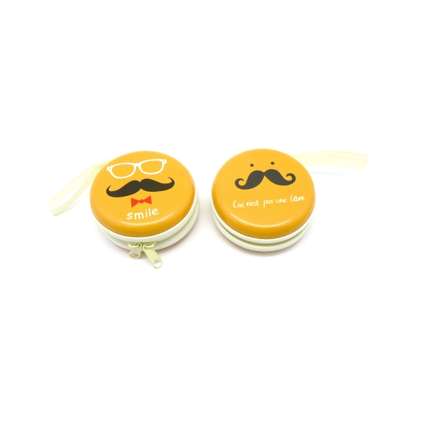 R-boite De Rangement À Secret, Porte-monnaie Motif Moustache À Fermeture Éclair Diamètre 7cm - Photo n°1