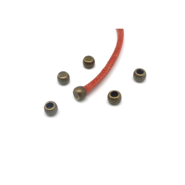 25 Perles De Finition Pour Cordon De 2,5mm - 3mm En Métal Couleur Bronze - Photo n°1