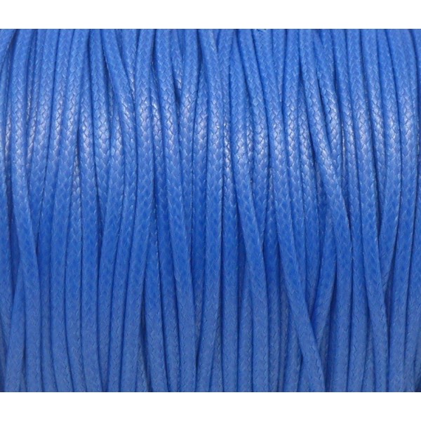 R-5m De Cordon Polyester Enduit Ciré 2mm Souple Bleu Saphir, Bleu Électrique Brillant - Photo n°1
