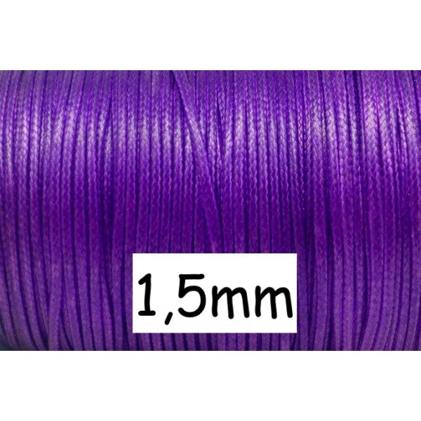 5m Cordon Polyester Enduit 1,5mm Souple Imitation Cuir Violet Brillant - Photo n°1