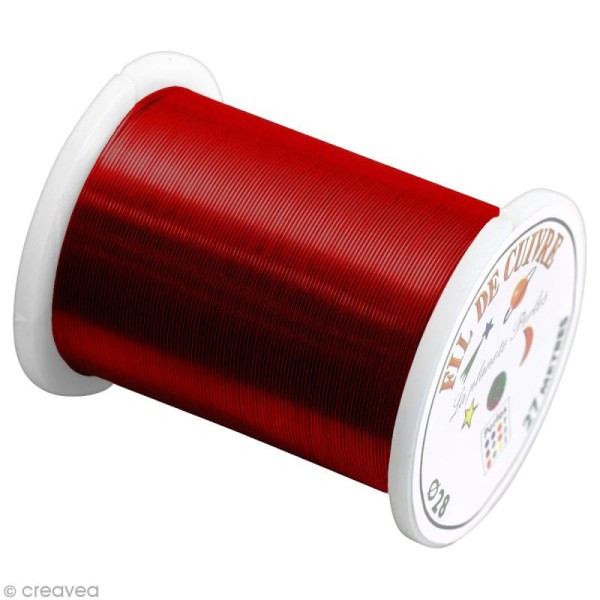 Bobine de fil cuivre Rouge - 0,4 mm - 27 mètres - Photo n°1